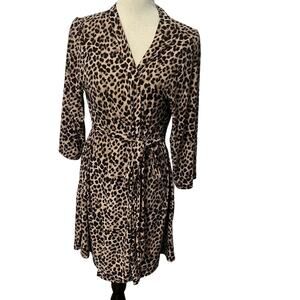 Rene Rofe Womens Leopard Print Bathrobe Robe Medium